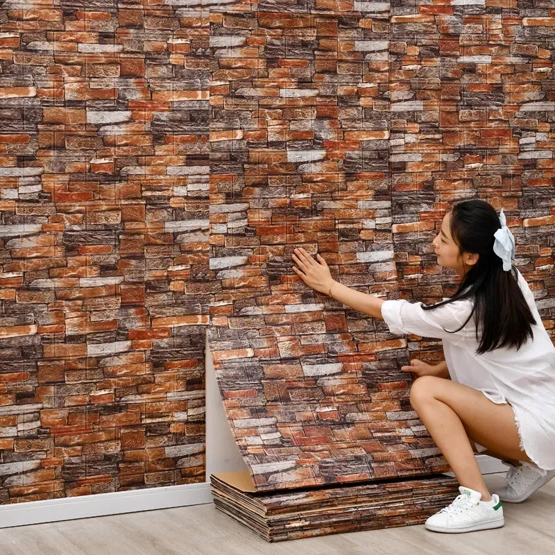 3D Wallpaper Decoration Self-adhesive Antique Foam Brick Wallpaper