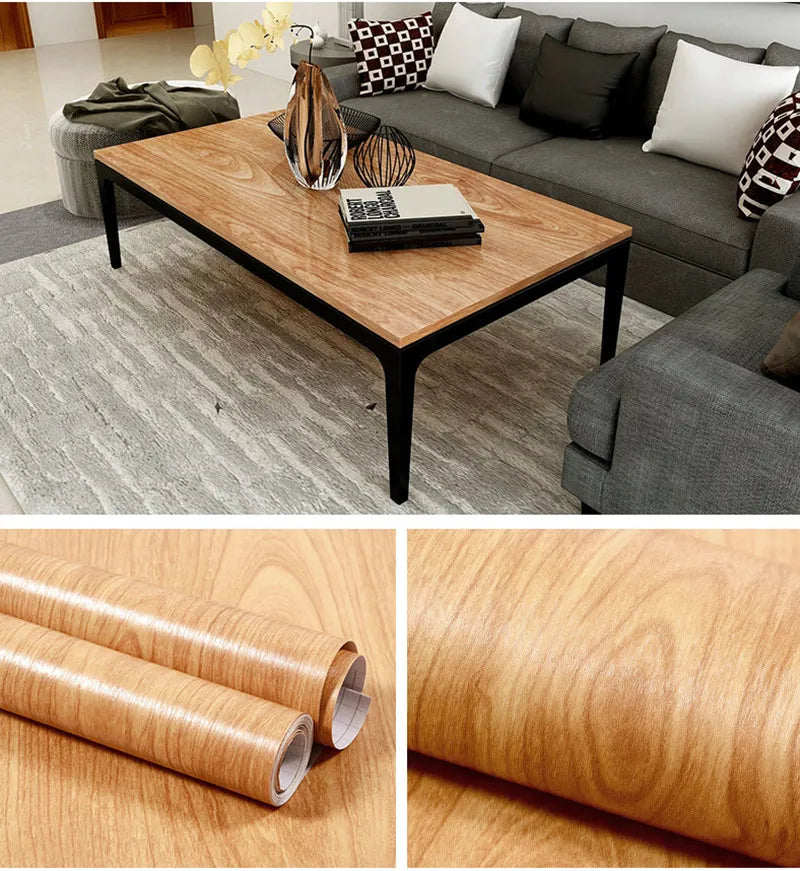 Wood PVC Wallpaper Grain Home Decor Furniture Waterproof