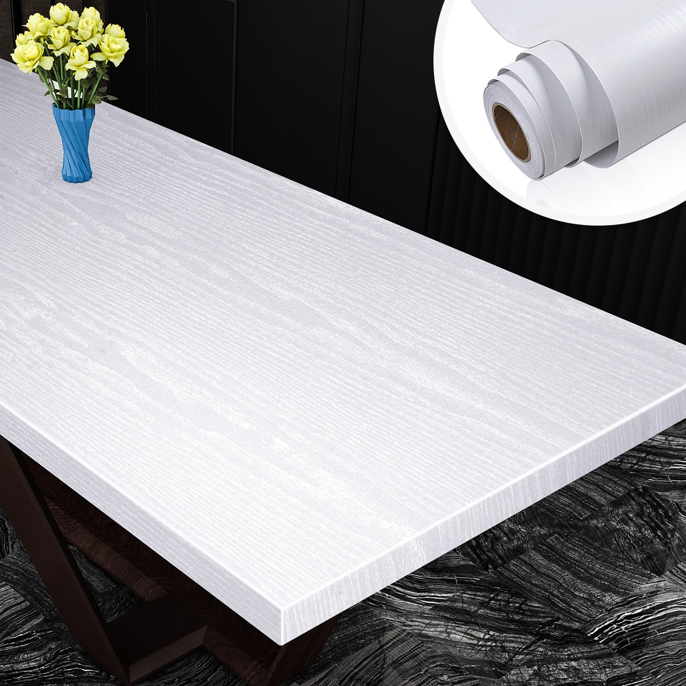 Wallpaper Black Thicken Contact Paper Wood Peel and Stick