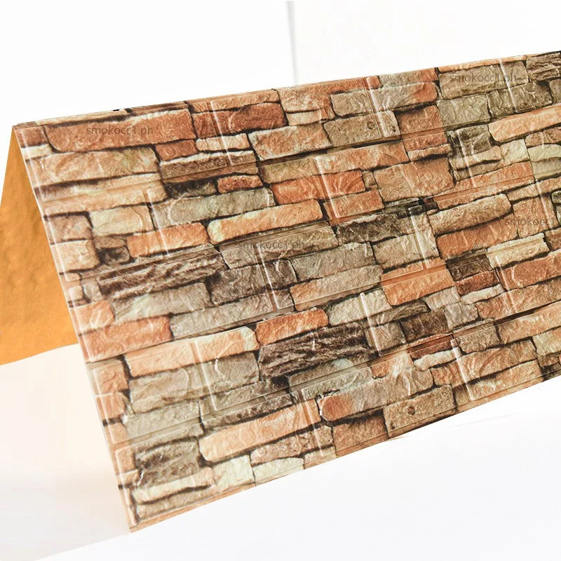 10Pcs 3D Brick Wall Stickers DIY Self Adhesive