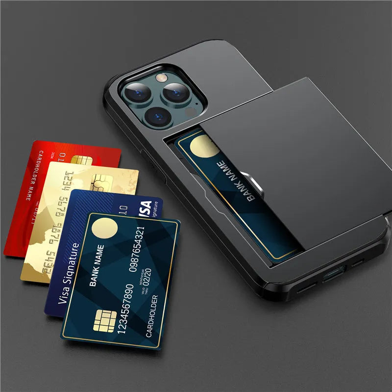 Armor Slide Card Slot iPhone Case