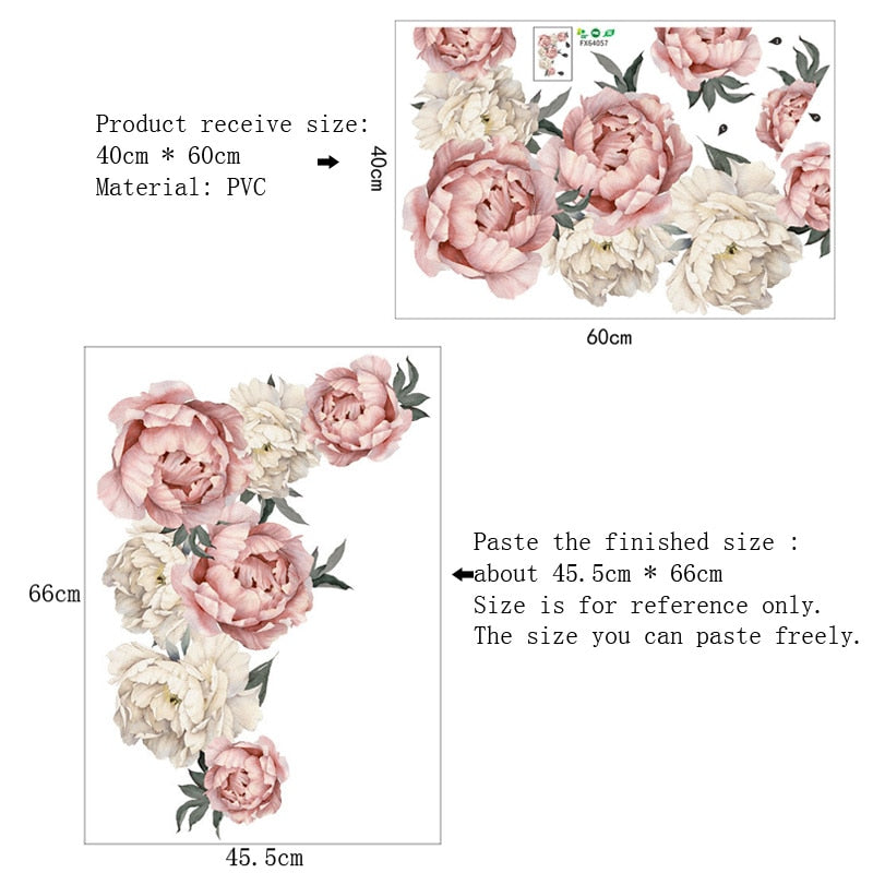 Peony Rose Flowers Wall Sticker Art Decals