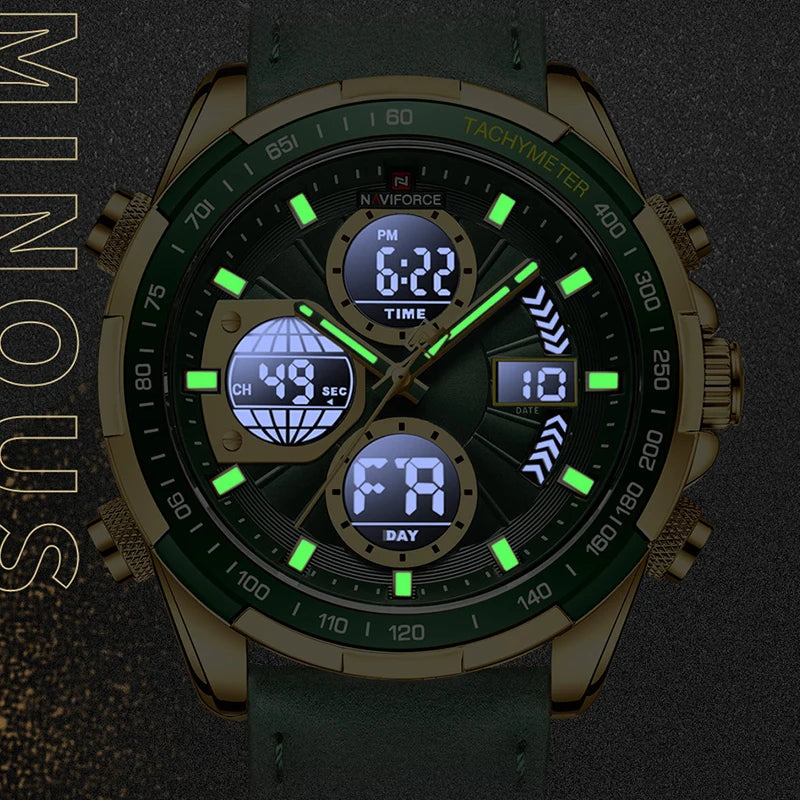 Watches for Men Leather Waterproof Military Sport