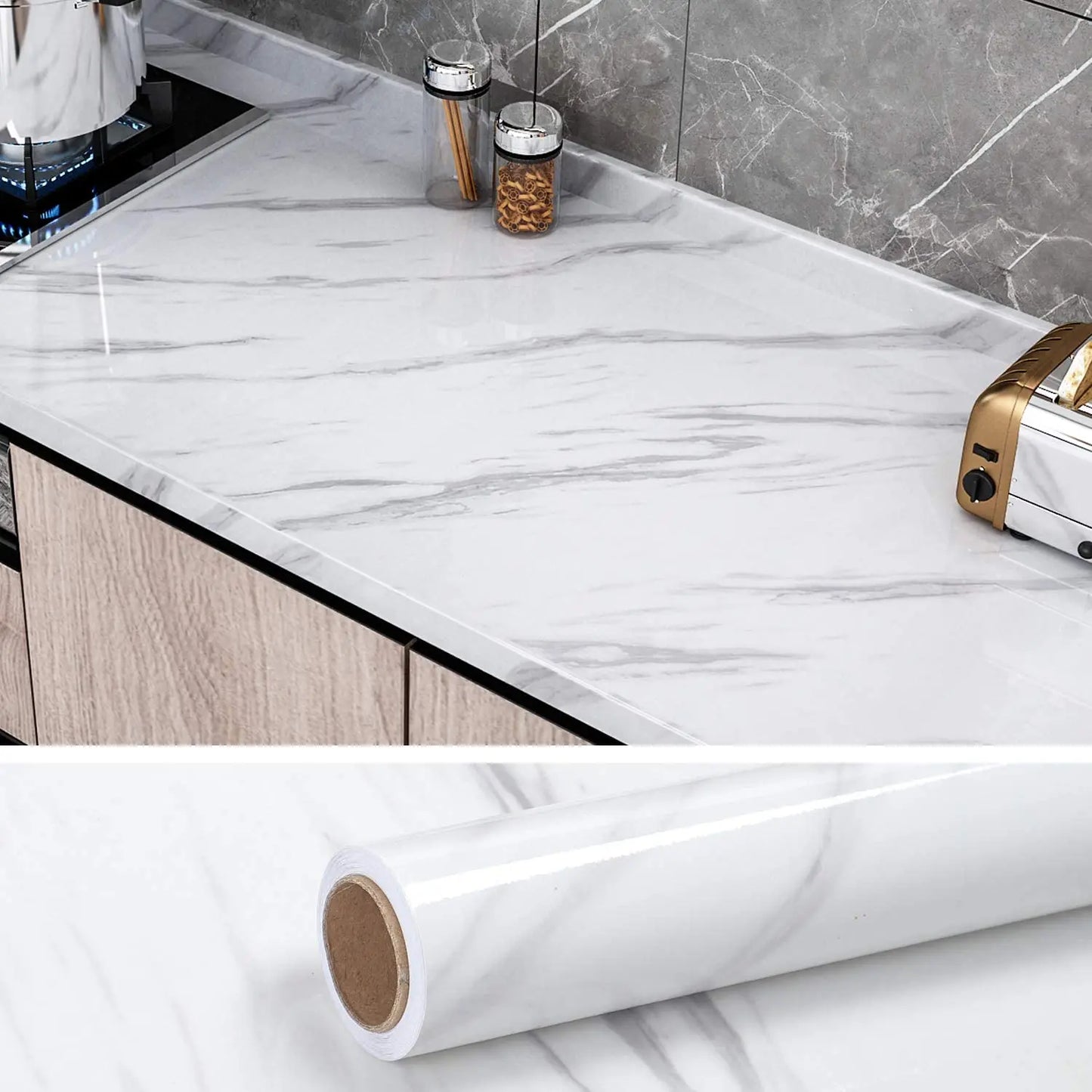 Marble Wallpaper Contact Paper Waterproof Oil-proof