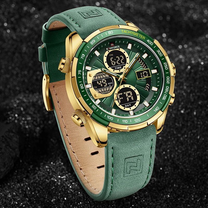 Watches for Men Leather Waterproof Military Sport