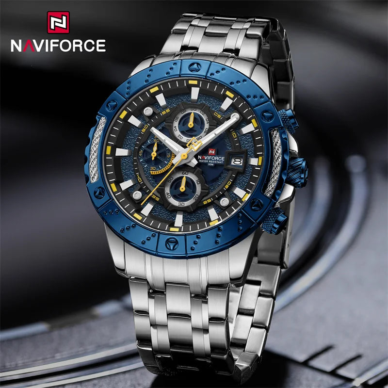 Men Business Watch Chronograph Stainless Steel Strap