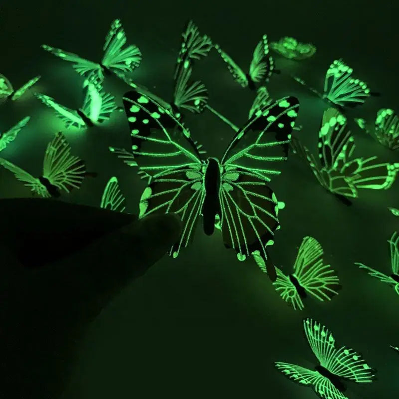 12Pcs Fashion 3D Luminous Butterfly Creative Wall Sticker