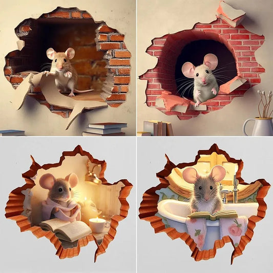 Cute Mouse Hole Wall Sticker