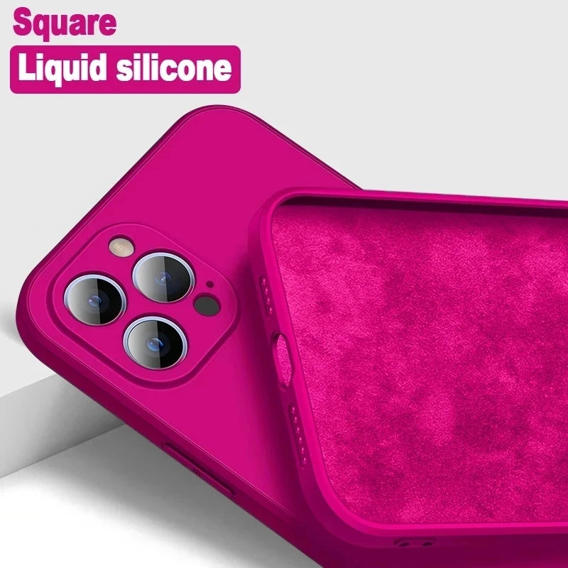 iPhone Case Soft Luxury Square Liquid Silicone
