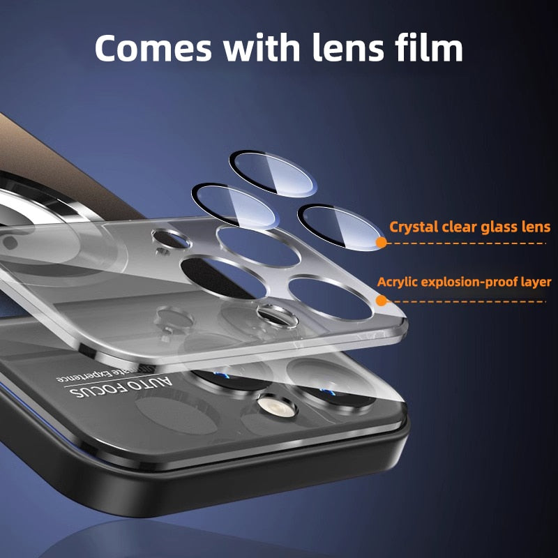 iPhone Case Matte Glass Lens Full Protection