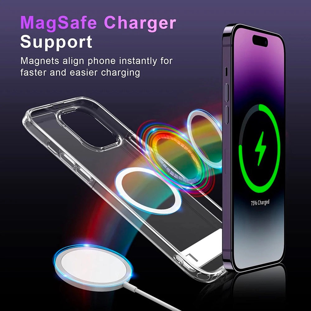 Magnetic Clear iPhone Case for Magsafe with Kickstand