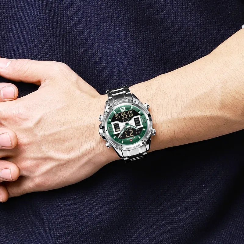 Men Digital Quartz Watches Fashion Stainless Steel
