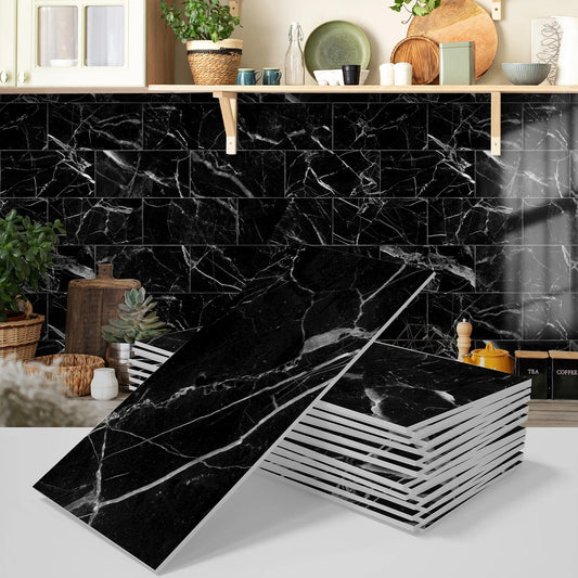 16Pcs Marble Tiles Kitchen Bathroom 3D Thickened Foam Wallpaper Self-Adhesive