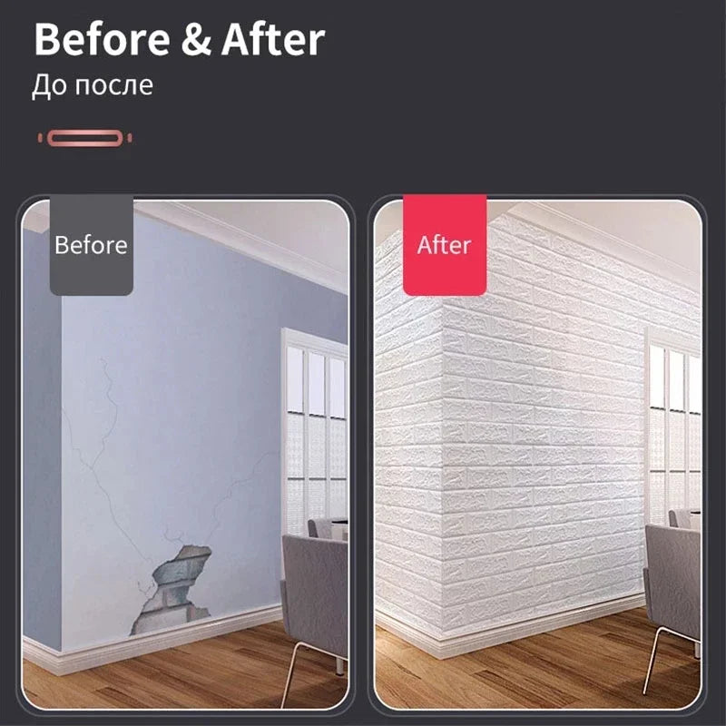 10Pcs 3D Wall Stickers Self Adhesive Wallpaper Foam Panels Home Decor