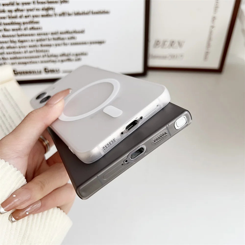 Matte Transparent Magsafe Charge Galaxy Case