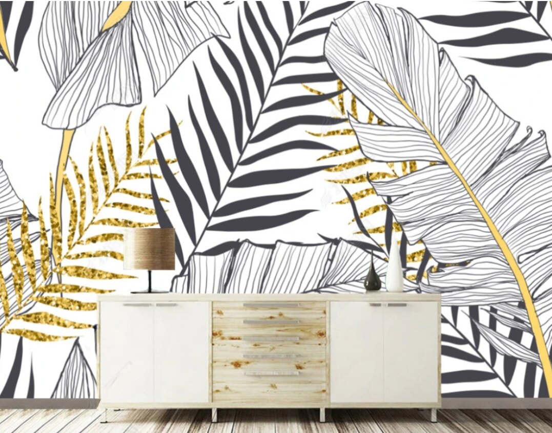 Wallpaper Rainforest Plants Black and White