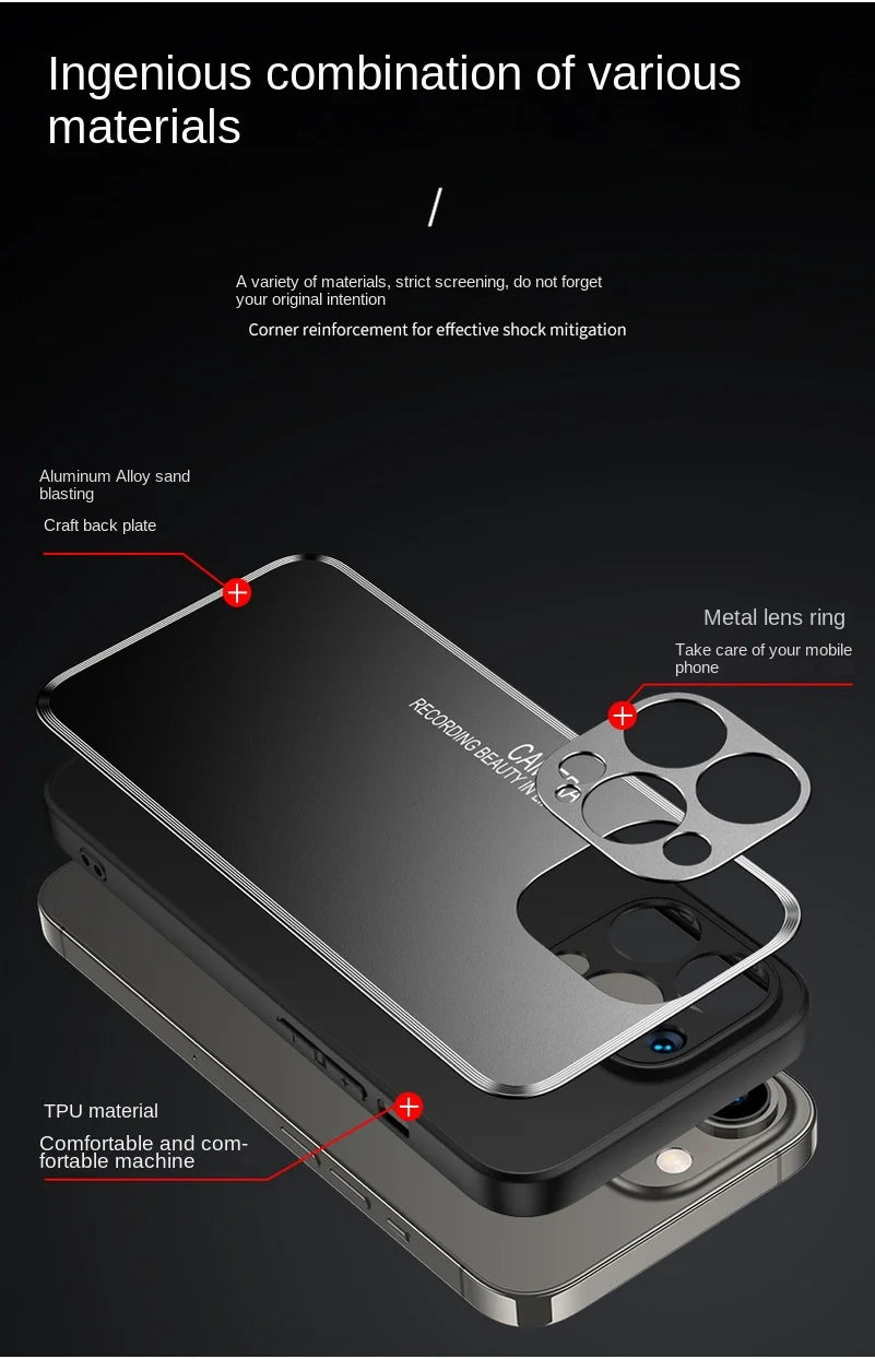 Aluminum Alloy Sandblasted Back Plate iPhone Case