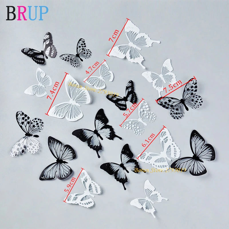 18pcs/lot Crystal Butterflies 3d Wall Sticker
