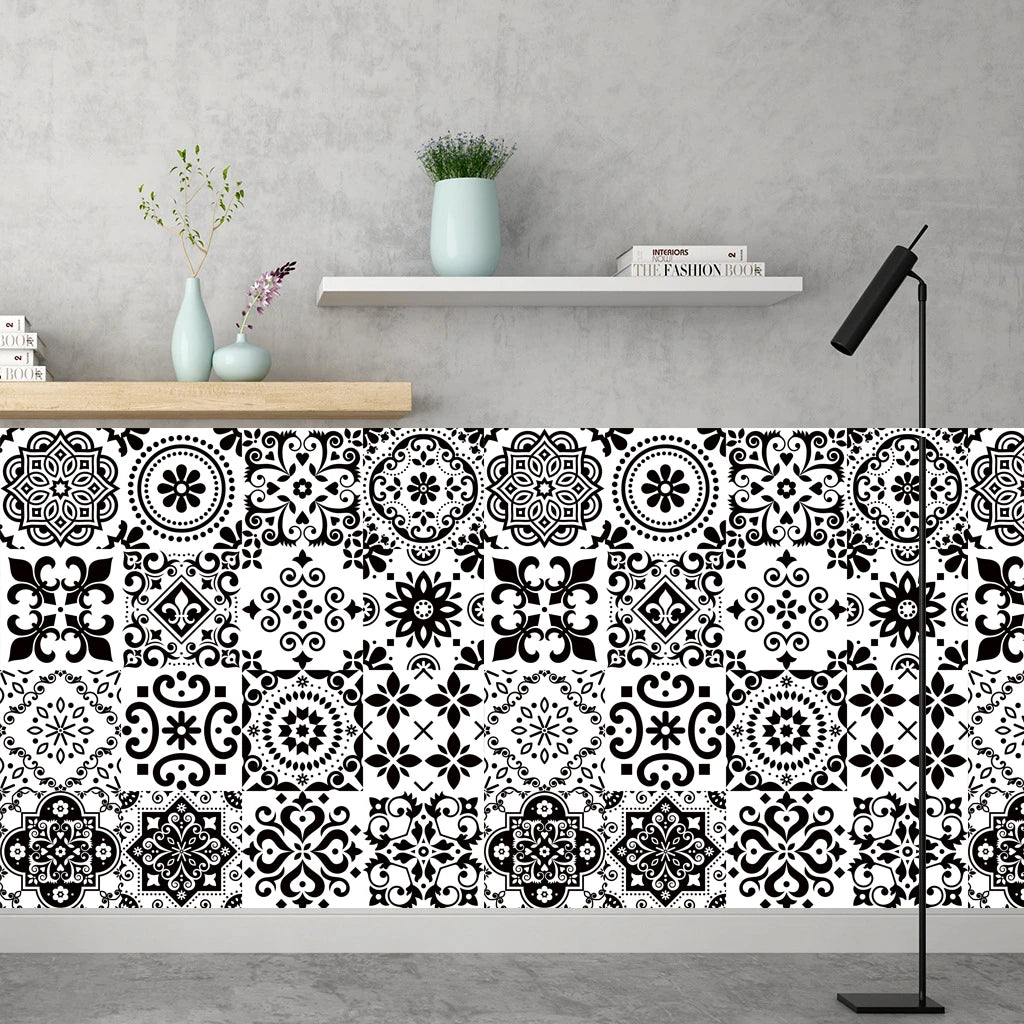 16pcs/Set Matte Waterproof Tile Wall Sticker Home Decoration