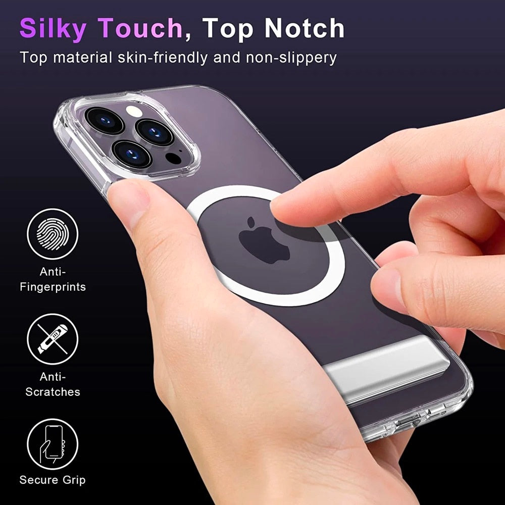 Magnetic Clear iPhone Case for Magsafe with Kickstand