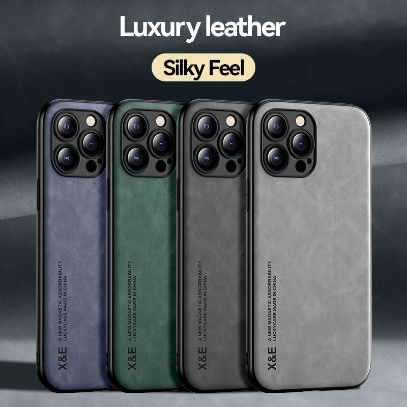 iPhone Case Luxury Leather Support Car Holder