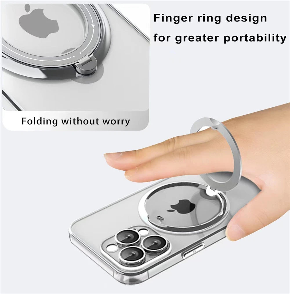Plating Ring Magnetic Transparent iPhone Case