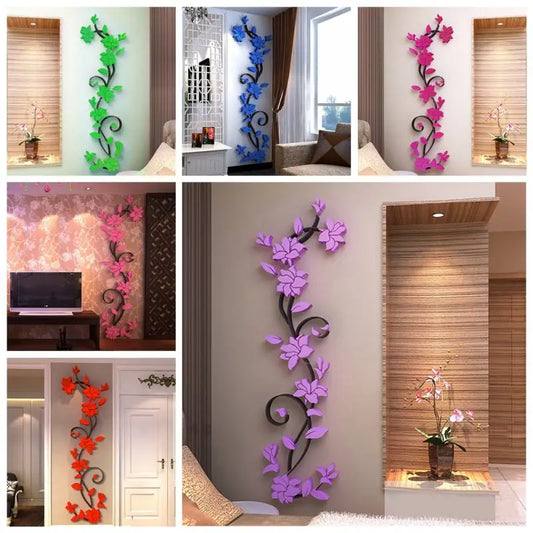 80cm Rose Flower Wall Stickers 3D Acrylic Refrigerator