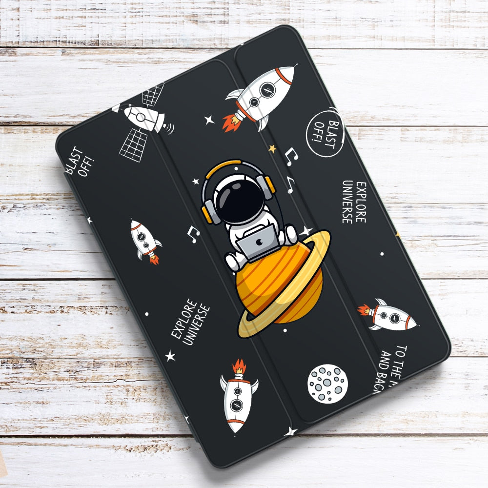 iPad Case 3D Astronauts With Pencil Holder