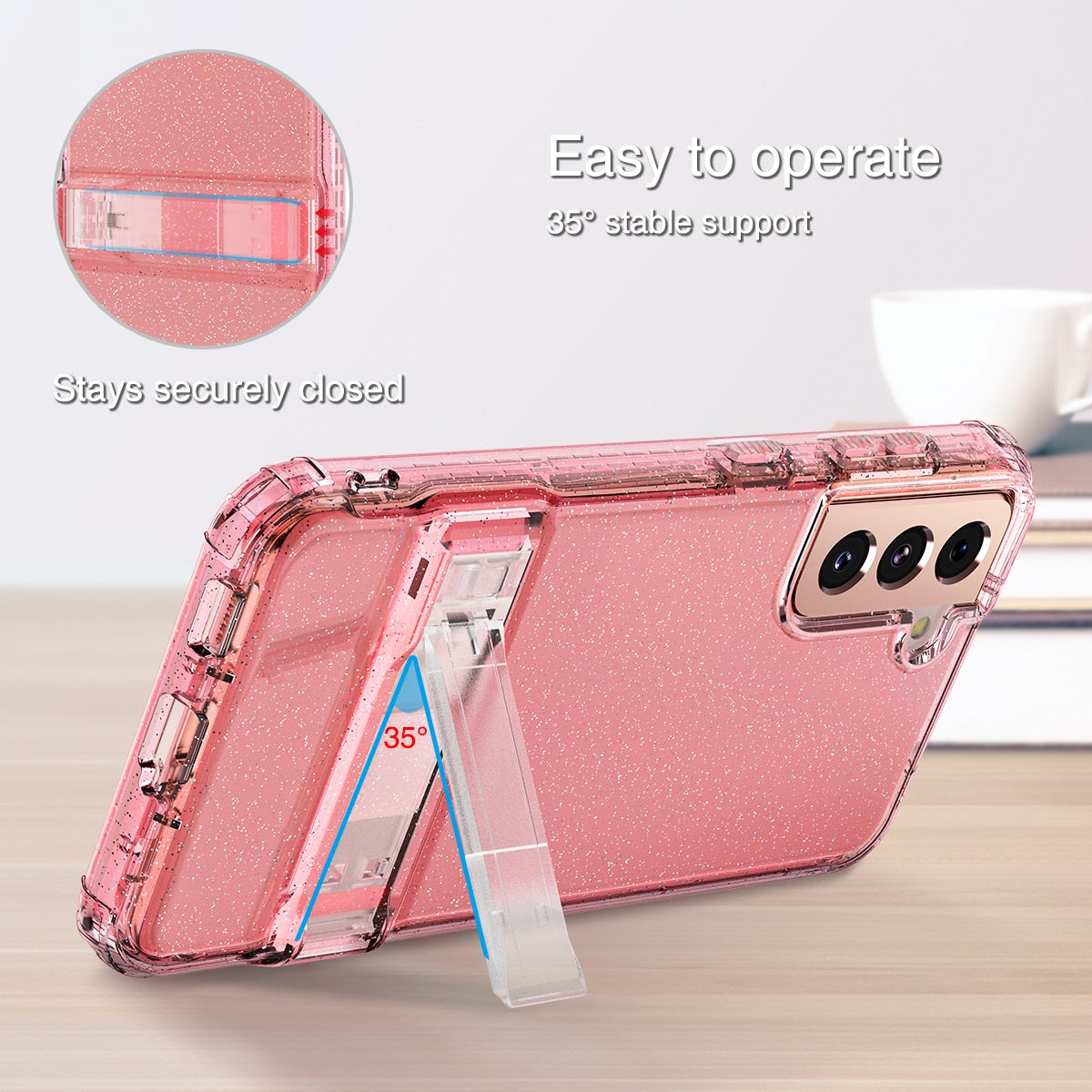 Galaxy S21 With Stand Cover Shiny Bling Protection