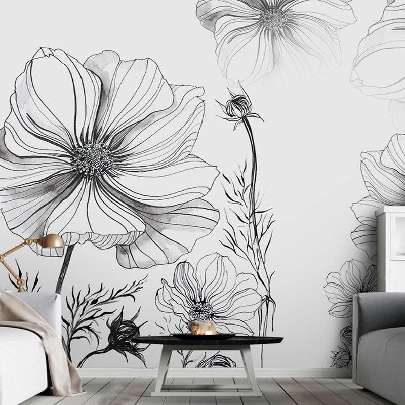 3D Wallpaper Modern Hand Painted Black And White
