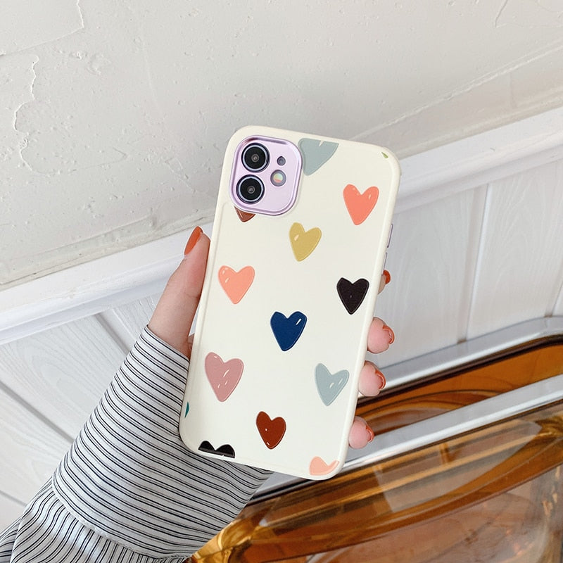 iPhone Case Heart Flowers Soft TPU Bumper Cover