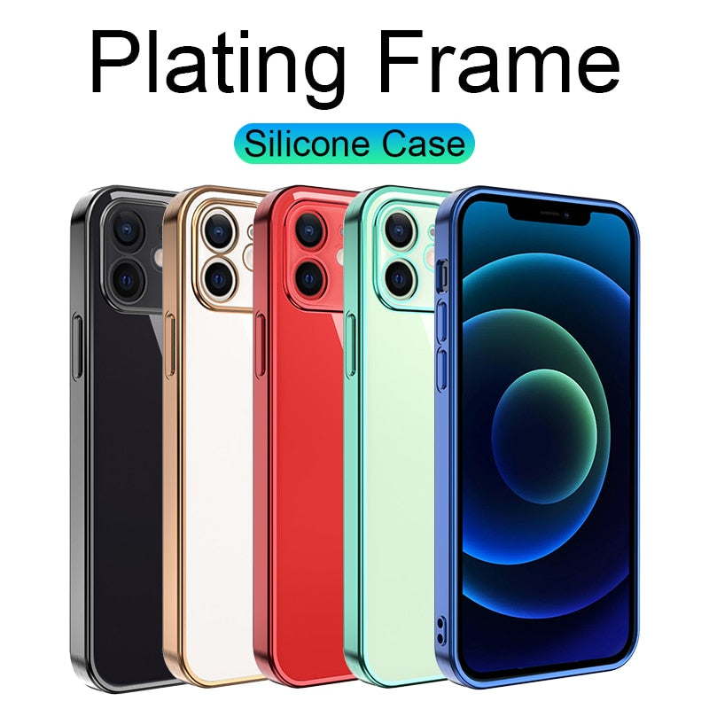 Square Silicone Clear Case For iPhone