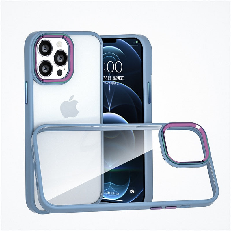 iPhone Case Acrylic Gradient Metal Lens Frame