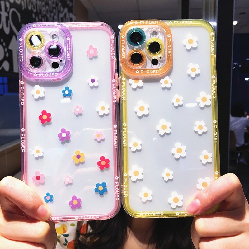 Colorful Flowers Daisy Clear iPhone Case