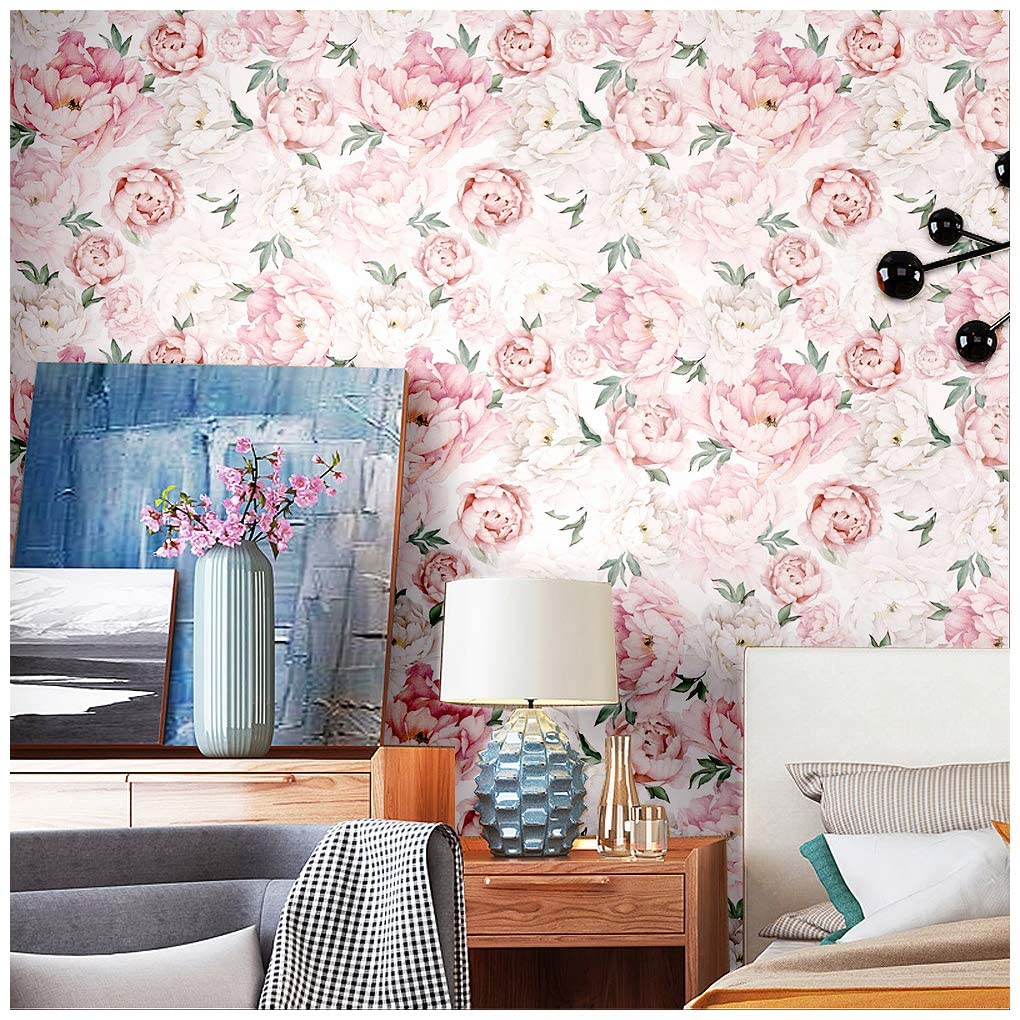 White Pink Peel and Stick Wallpaper Removable