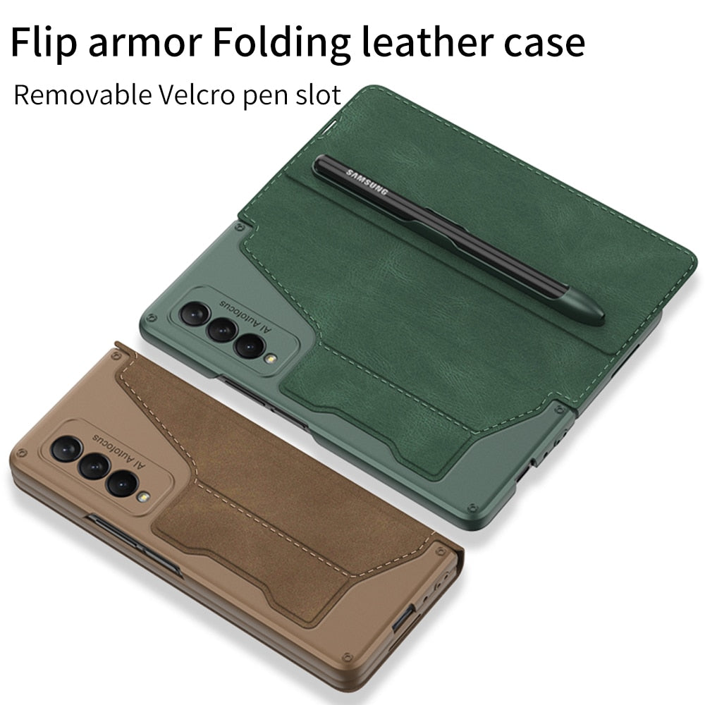 Galaxy Z Fold 3 Flip Full Protection Leather Stand