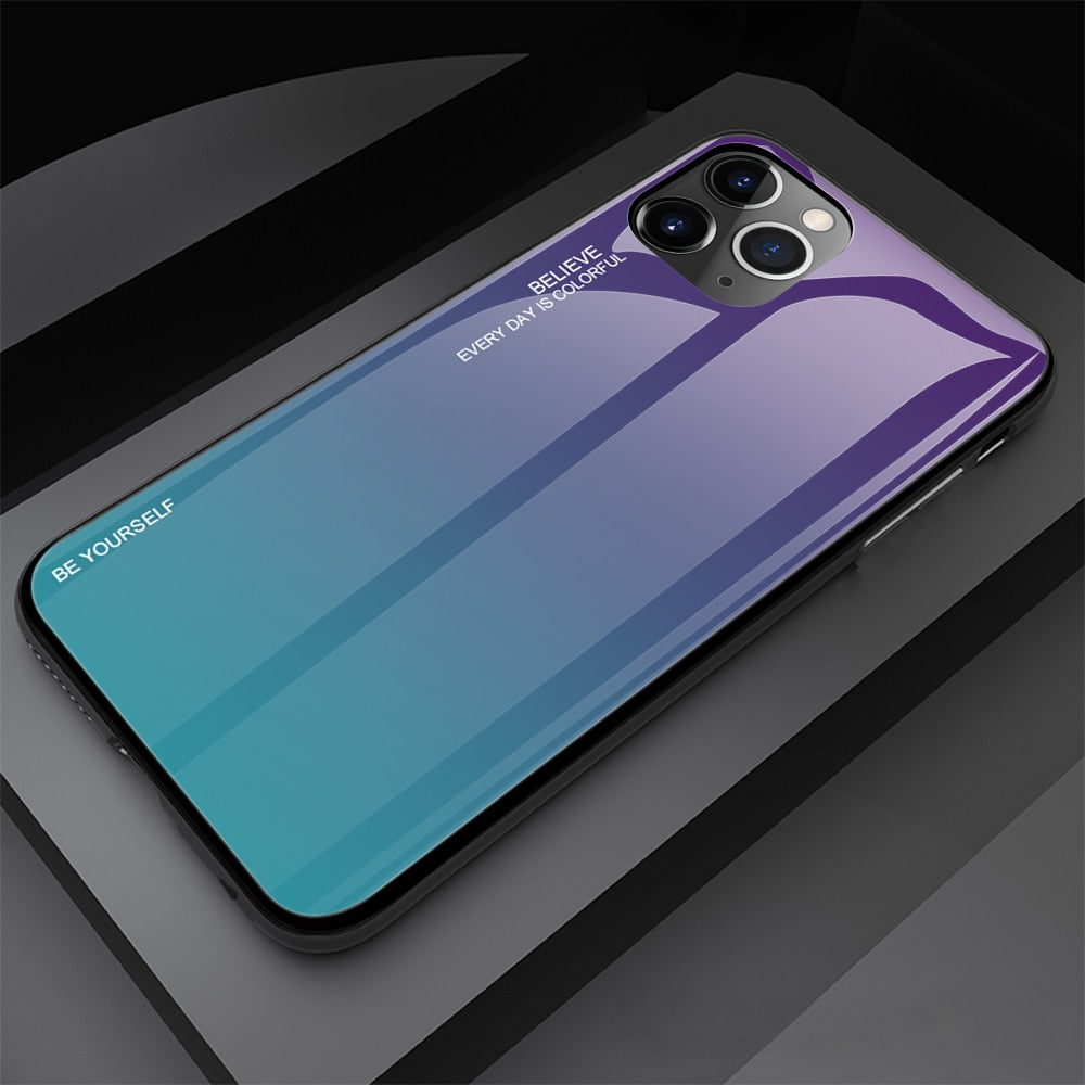 Gradient Tempered Glass Case For iPhone