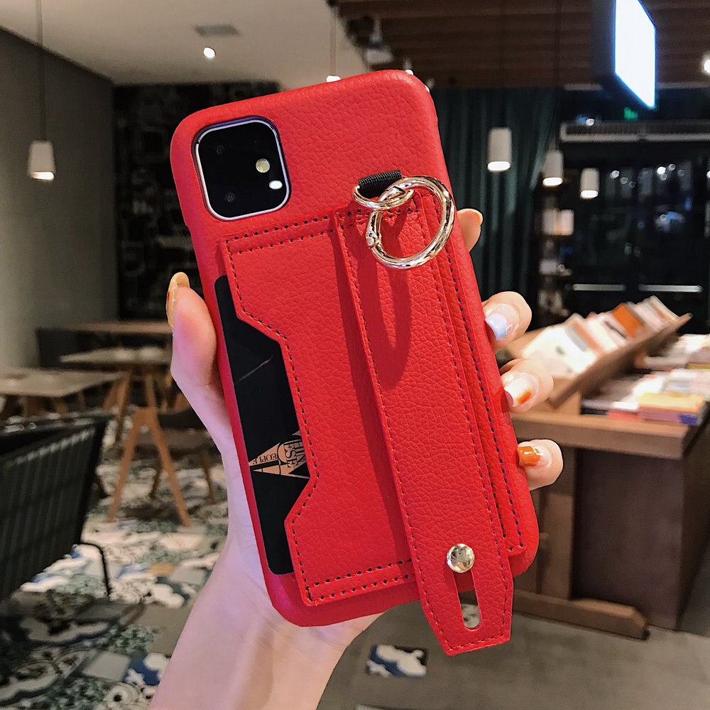 Retro Leather Wrist Hand Band Case For iPhone