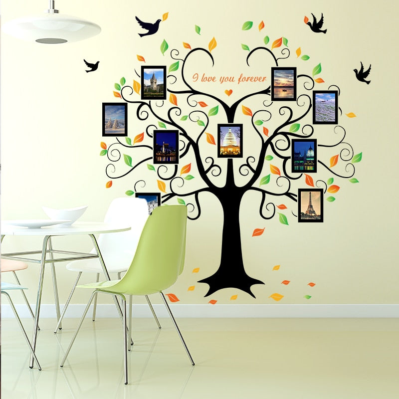 Family Tree Heart-shaped Photo Frame Wall Sticker
