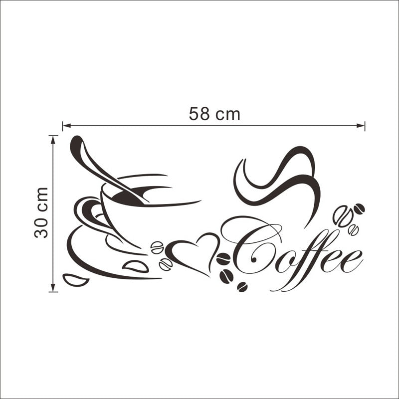 Retro Coffee Cup With Heart Wall Sticker Vinyl Decals