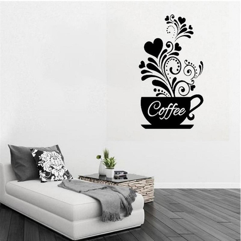 Creative Flower Vine Coffee Cup Wall Sticker
