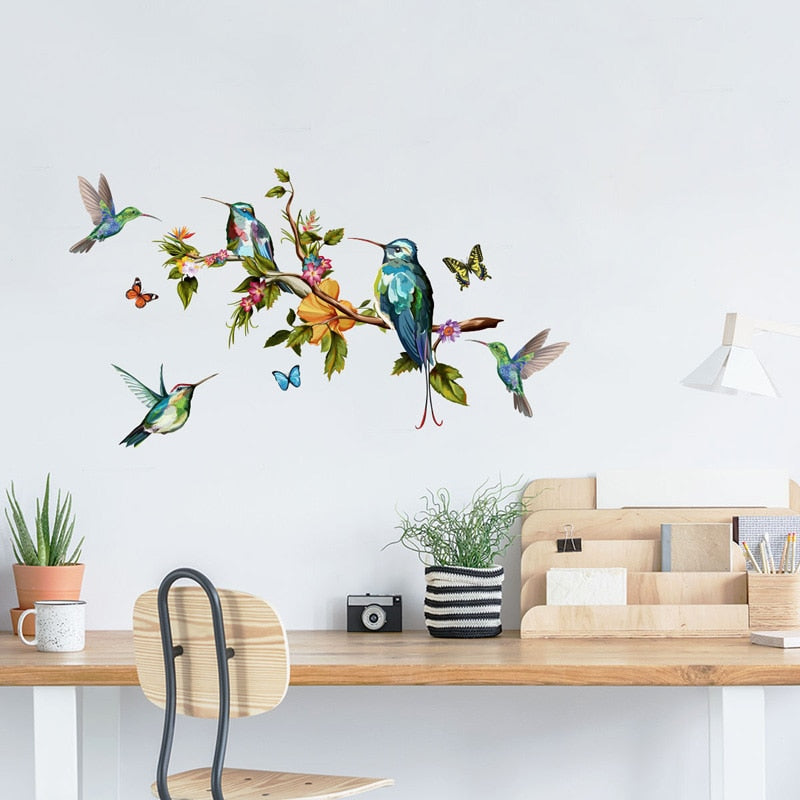 Multicolor Butterflies And Birds Flying Wall Stickers