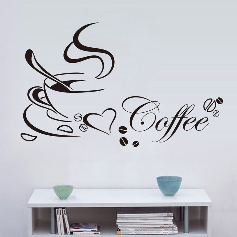 Retro Coffee Cup With Heart Wall Sticker Vinyl Decals