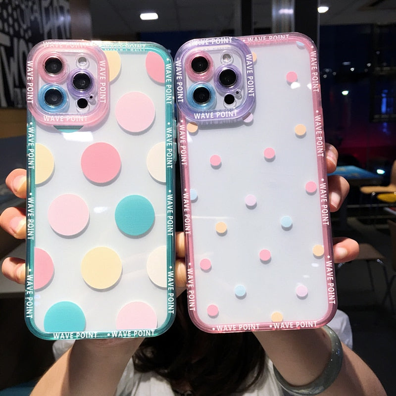 iPhone Case Colorful Cute Transparent Shockproof Cover