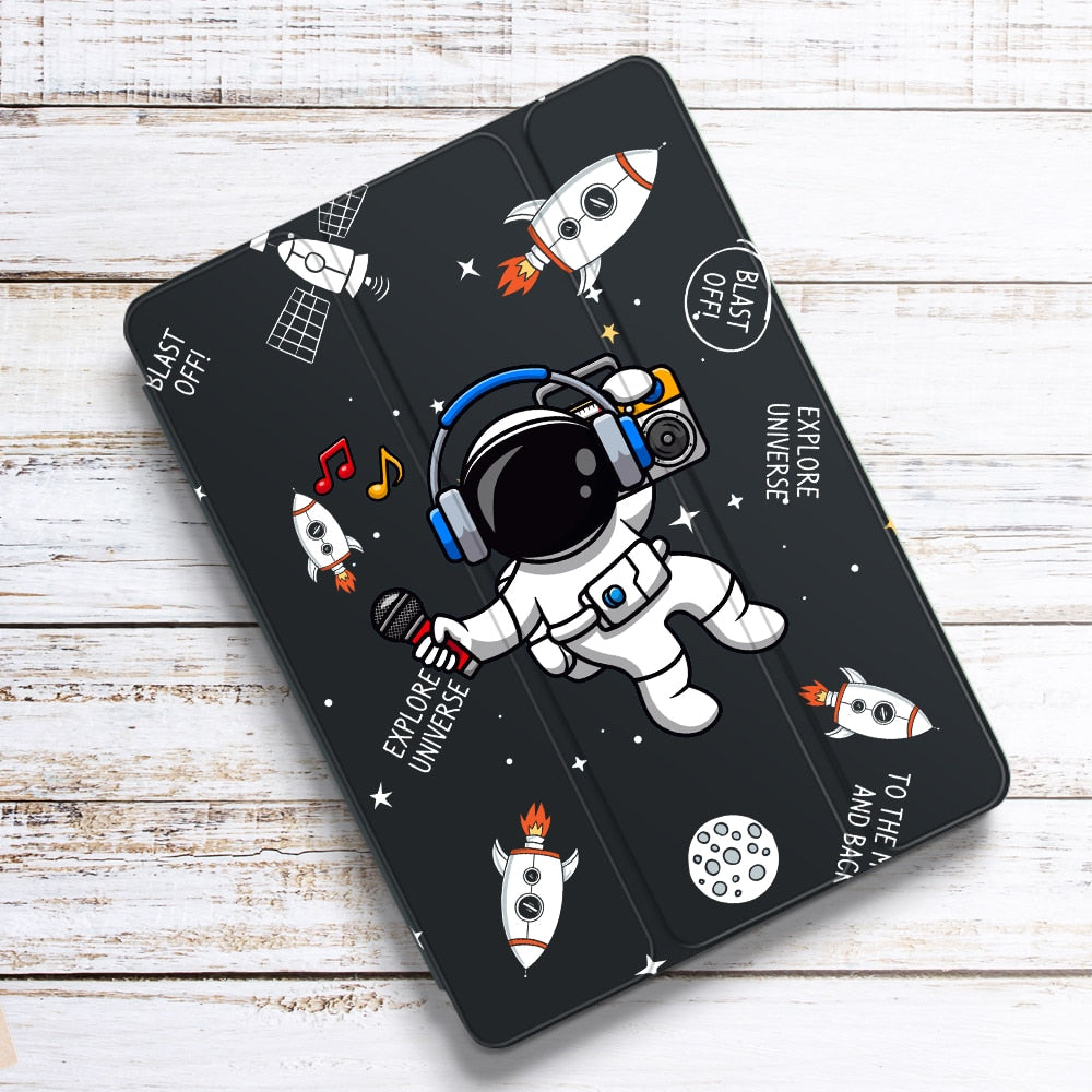iPad Case 3D Astronauts With Pencil Holder