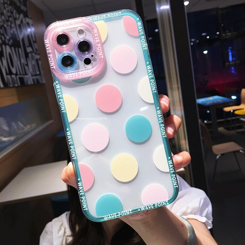 iPhone Case Colorful Cute Transparent Shockproof Cover