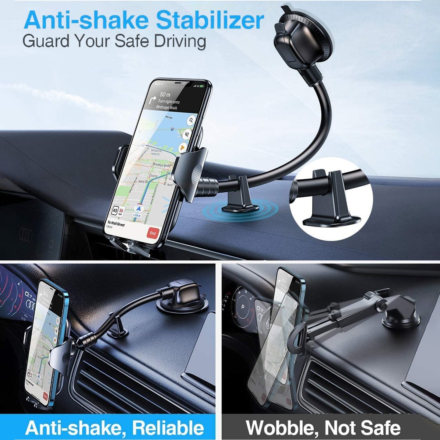 Portable Car Phone Holder Long Arm Mobile