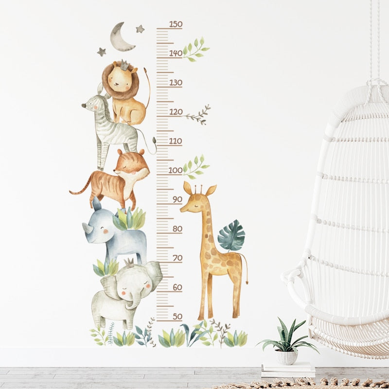 Wall Stickers Africa Animals Elephant Giraffe Tropical Leaves