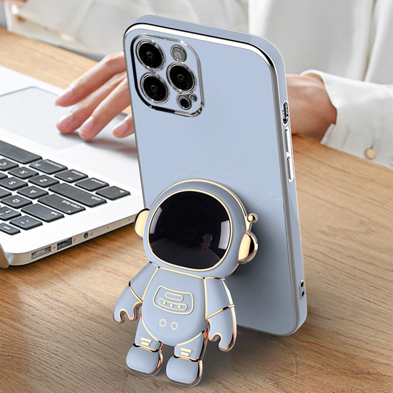 iPhone Case Astronaut Luxury Plating Holder Stand