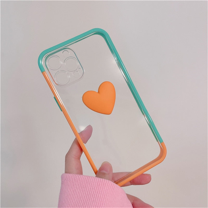 3D Love Heart Transparent Soft iPhone Case